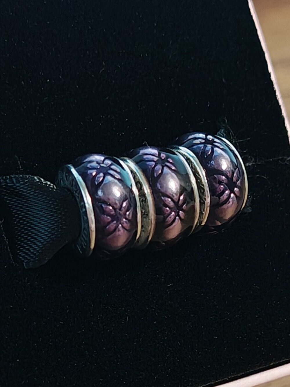 Authentic Pandora Purple Floral Vintage Spacer Purple Dew 791034EN31 Set of 3